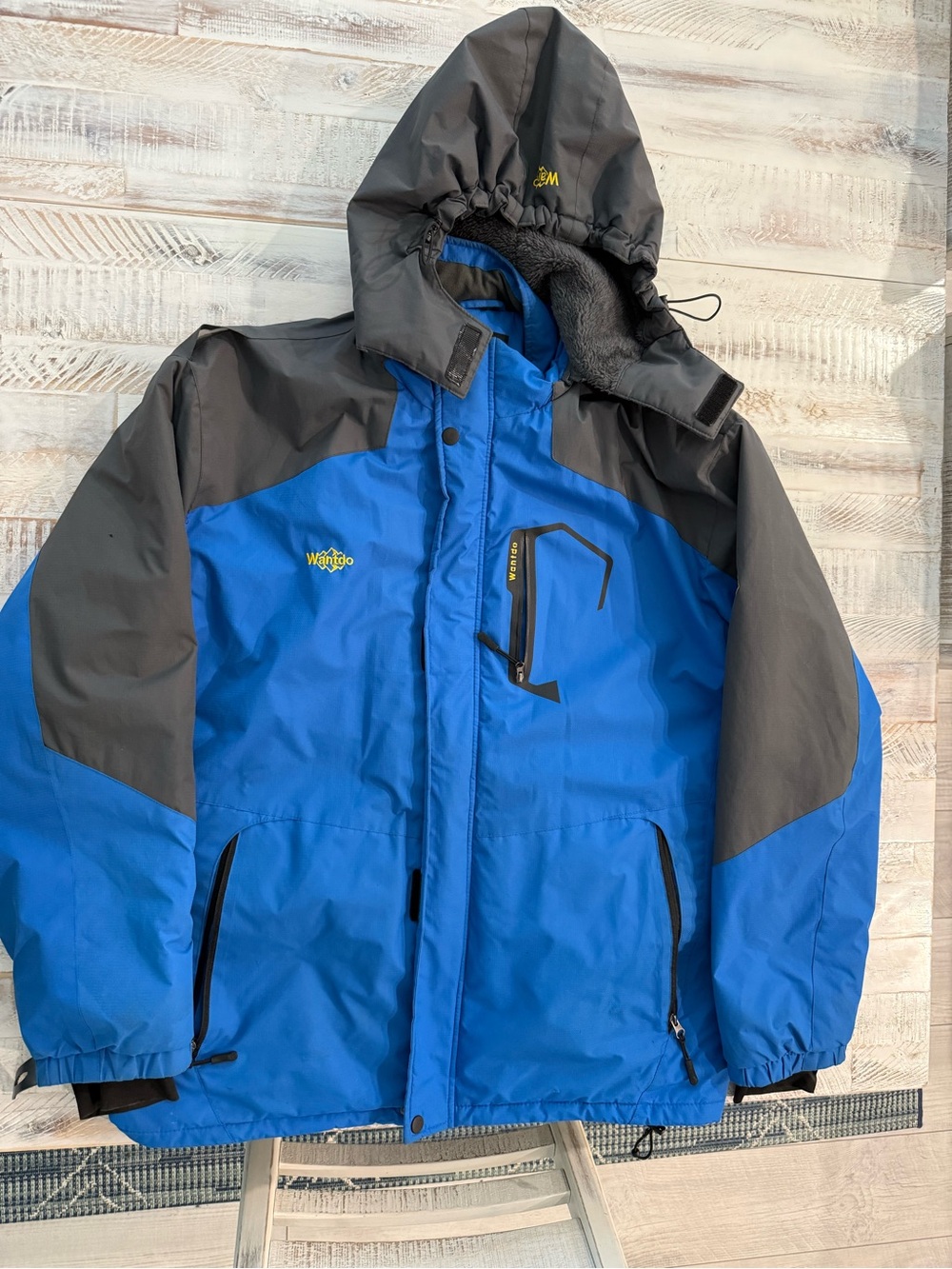 WeatherPro Men's Blue & Gray Insulated Hooded Jacket